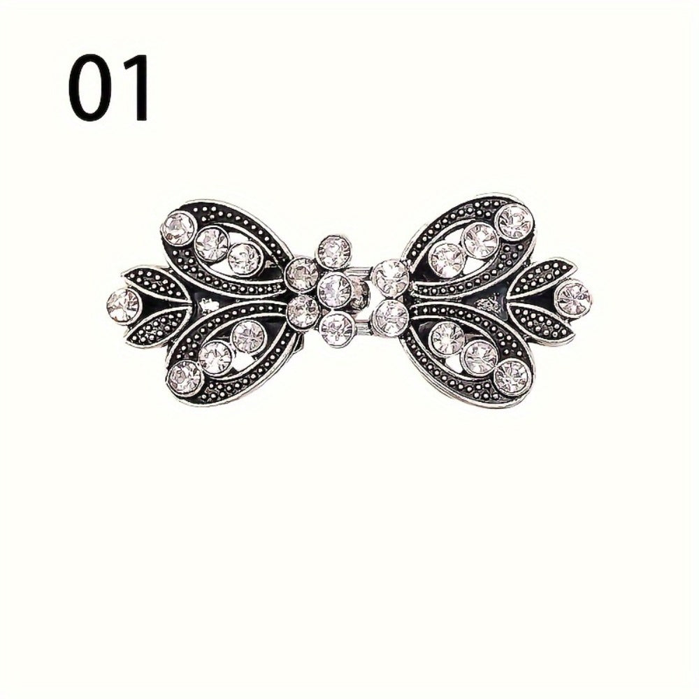 Hair Clips for Women - Sweater 3pcs Rhinestone Vortex Elegant Cardigan Shawl Cloak Clip Set for - product detail view 6