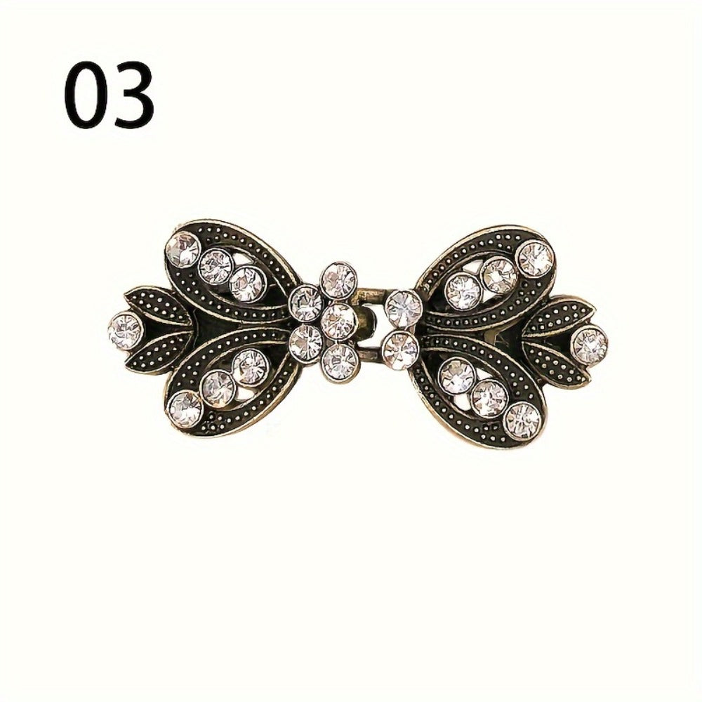 Hair Clips for Women - Sweater 3pcs Rhinestone Vortex Elegant Cardigan Shawl Cloak Clip Set for - product detail view 8