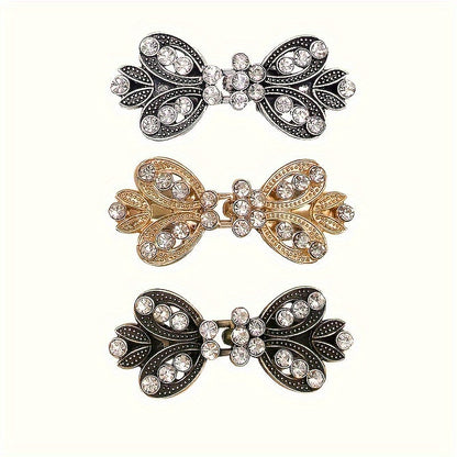 Hair Clips for Women - Sweater 3pcs Rhinestone Vortex Elegant Cardigan Shawl Cloak Clip Set for - product detail view 10