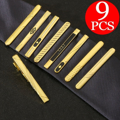 Hair Clips for Women - Tie Set 9pcs Men's Business Suit Accessories - Luxury Fashion Tie Bar Gift - main product view