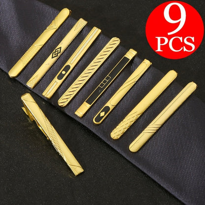 Hair Clips for Women - Tie Set 9pcs Men's Business Suit Accessories - Luxury Fashion Tie Bar Gift - product detail view 3