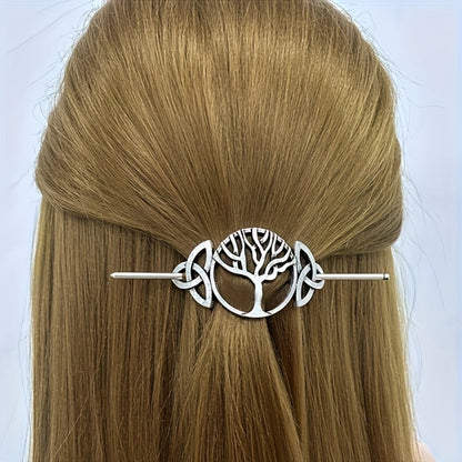 Hair Clips for Women - Viking Set 7pcs Celtic Tree of Life Antique Silver Norse Mythology Boho - product detail view 7