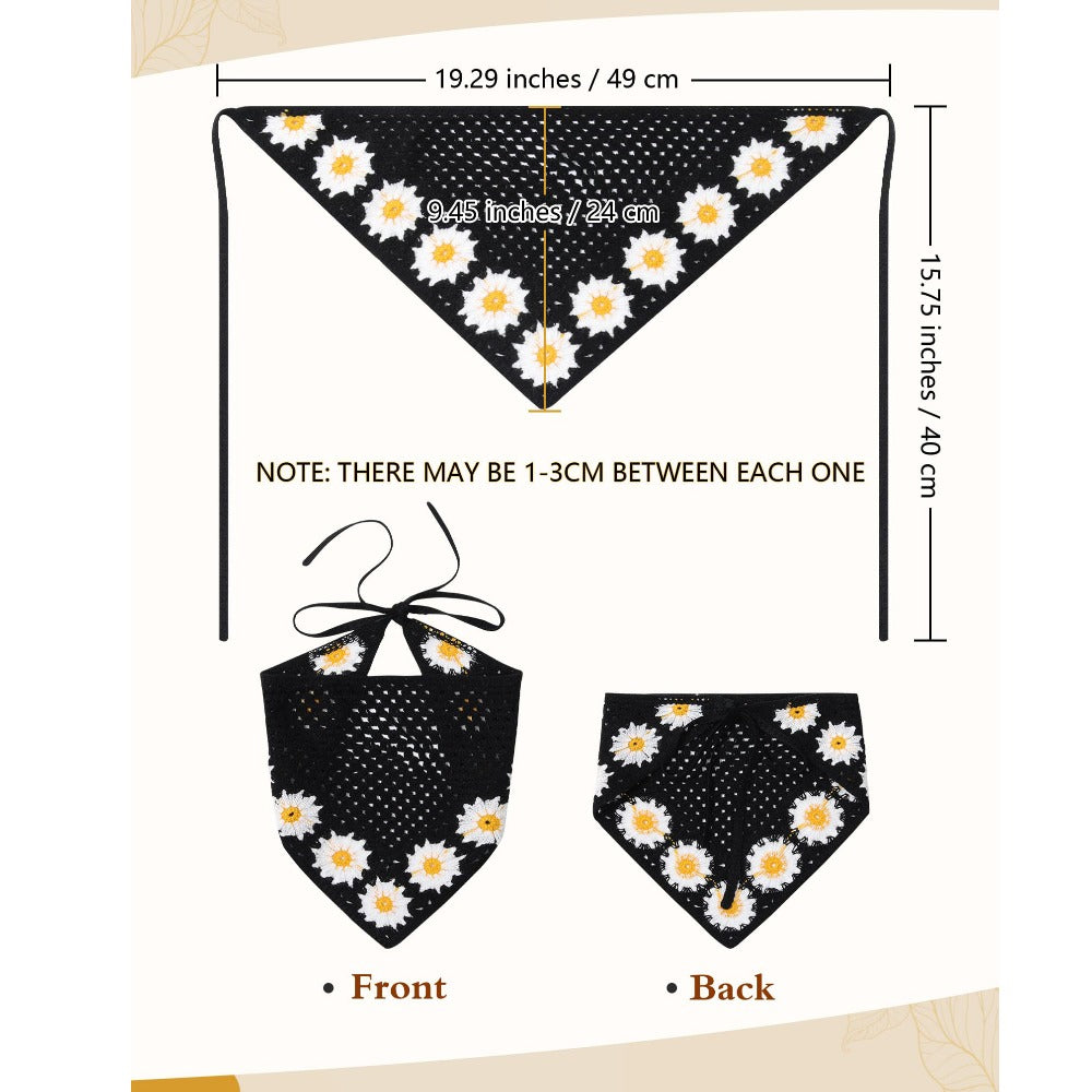 Hair Scarves & Headbands - Boho Triangle Headscarf Set 3 Pieces Woven Scarf Headband for Women - product detail view 7