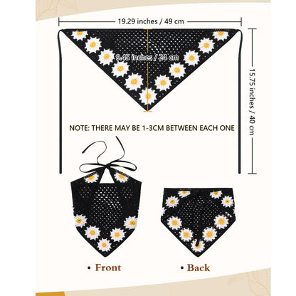 Hair Scarves & Headbands - Boho Triangle Headscarf Set 3 Pieces Woven Scarf Headband for Women - product detail view 7
