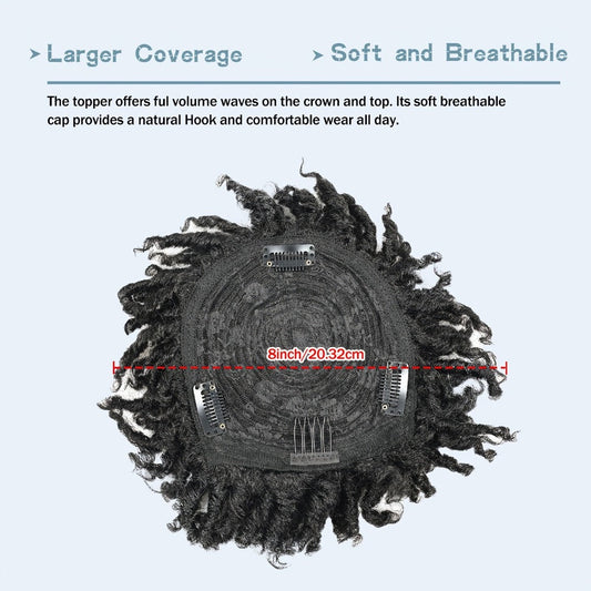 Hair Toppers - Dreadlock Topper for Men - Short Synthetic Clip-In Braided Half Wig, Afro - product detail view 2