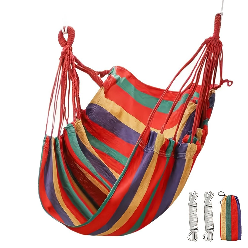 Hammock Chair, Hanging Swing Portable Canvas Outdoor Hanging Seat with Braided Nylon Rope shown in the main product view