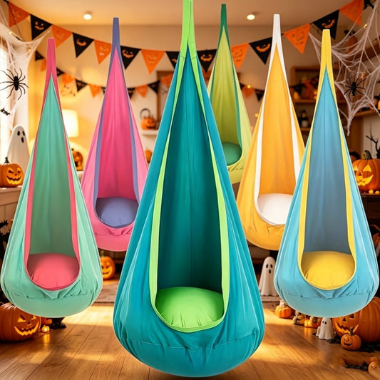 Hammock Chair, Hanging Indoor Outdoor - Woven Nylon Swing Seat with Inflatable Pillow shown in the main product view