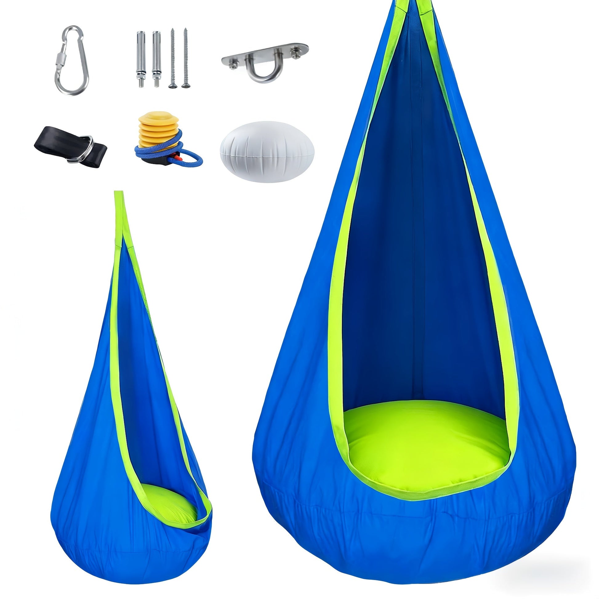 Hammock Chair shown in the Blue option