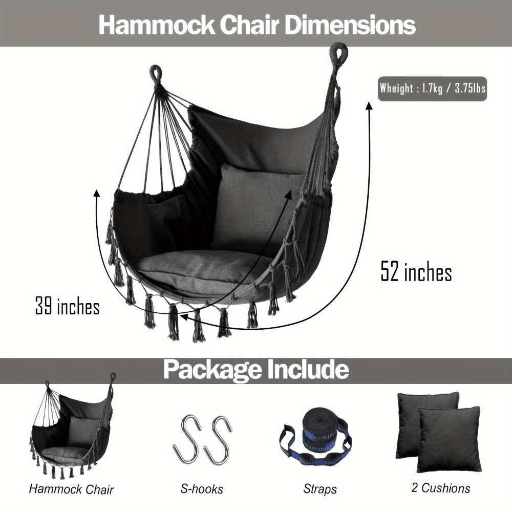 Hammock Chair with Two Cushions for Comfortable Outdoor Seating in Patio detail image