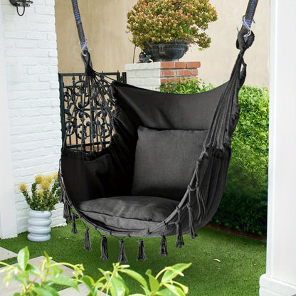 Hammock Chair with Two Cushions for Comfortable Outdoor Seating in Patio detail image - detail view 3