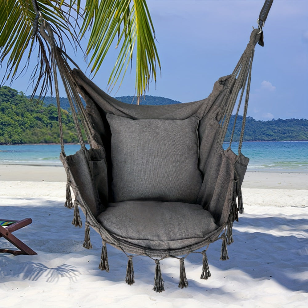 Hammock Chair with Two Cushions for Comfortable Outdoor Seating in Patio detail image - detail view 7