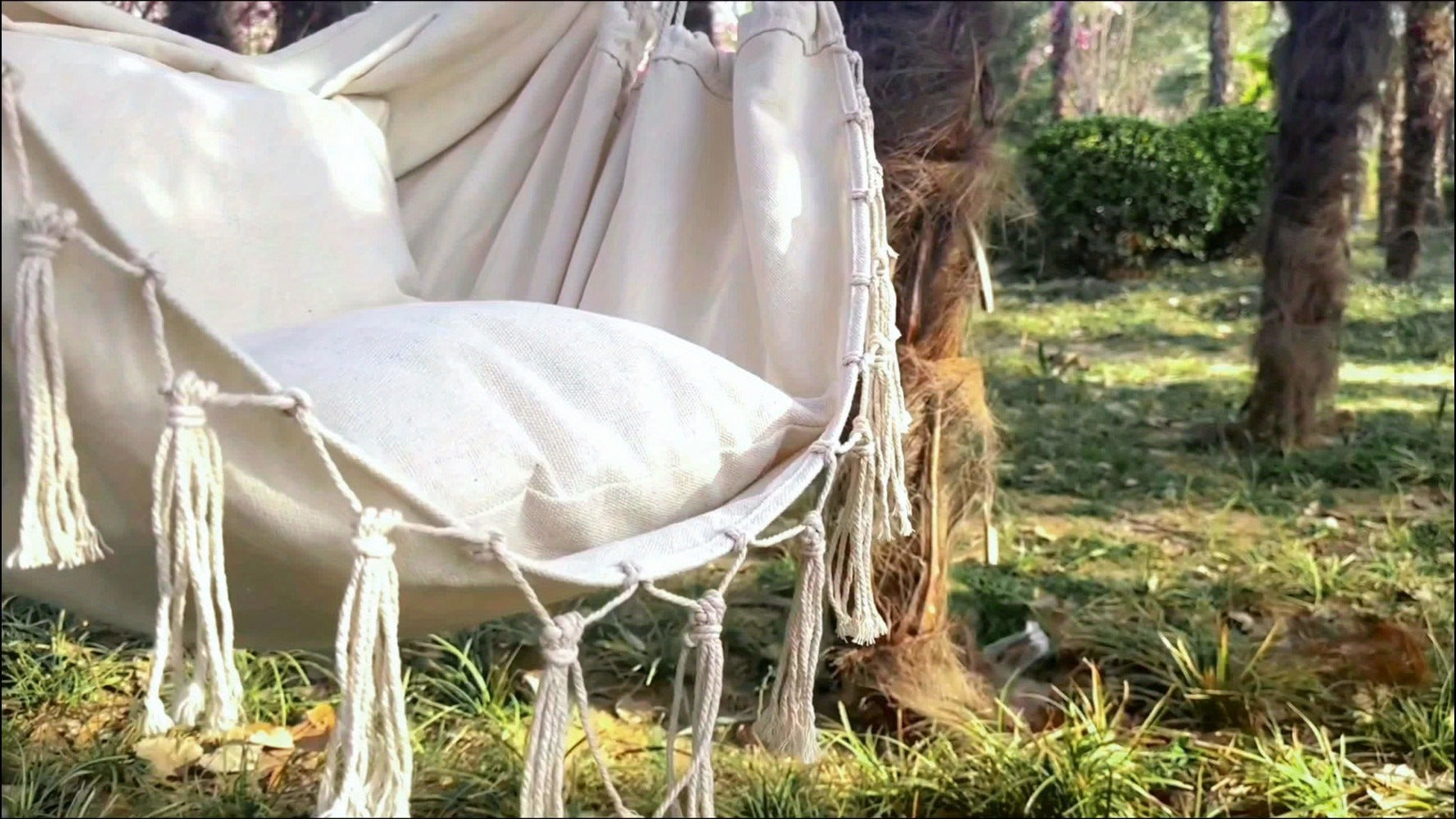 Hammock Chair with Two Cushions for Comfortable Outdoor Seating in Patio detail image - detail view 8