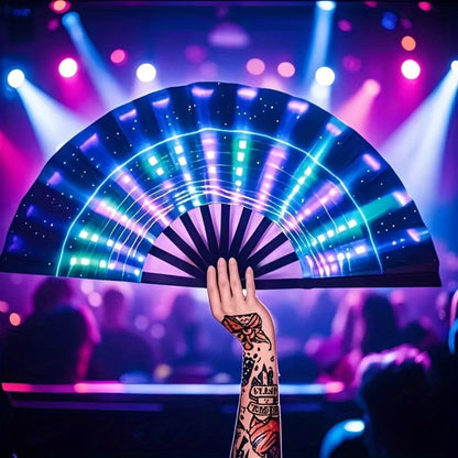 Hand Fan - Glow 13-Inch Blue Neon Glow - Water-Resistant, Extremely Bright, Perfect - product detail view 4