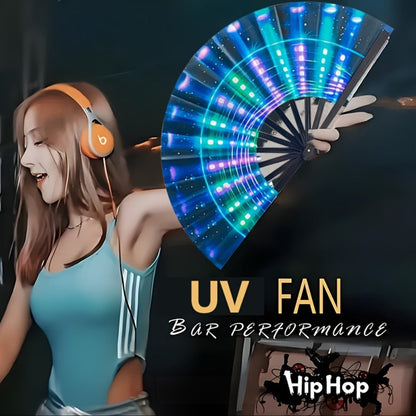 Hand Fan - Glow 13-Inch Blue Neon Glow - Water-Resistant, Extremely Bright, Perfect - product detail view 6