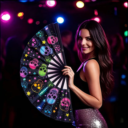 Hand Fan - Glow 13-Inch Blue Neon Glow - Water-Resistant, Extremely Bright, Perfect - product detail view 7