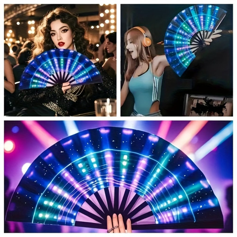 Hand Fan - Glow 13-Inch Blue Neon Glow - Water-Resistant, Extremely Bright, Perfect - product detail view 8