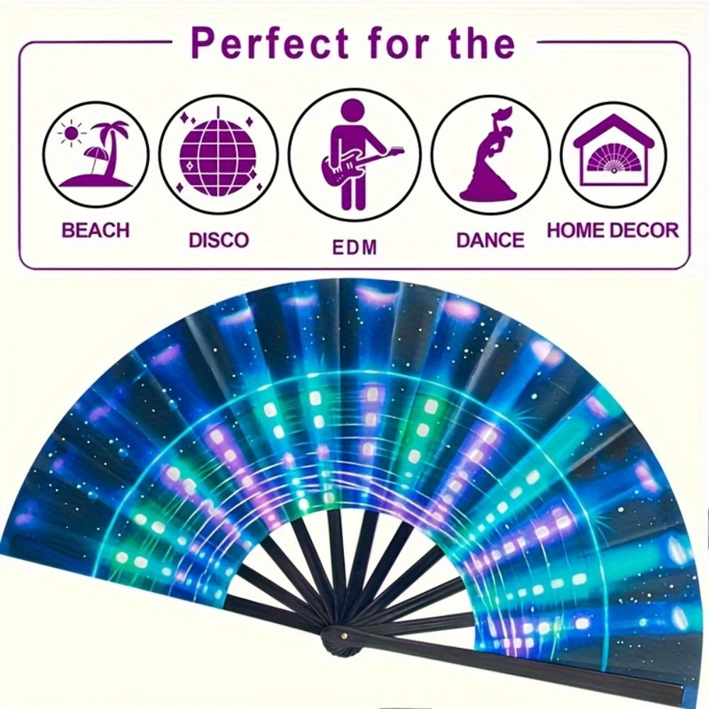 Hand Fan - Glow 13-Inch Blue Neon Glow - Water-Resistant, Extremely Bright, Perfect - product detail view 10