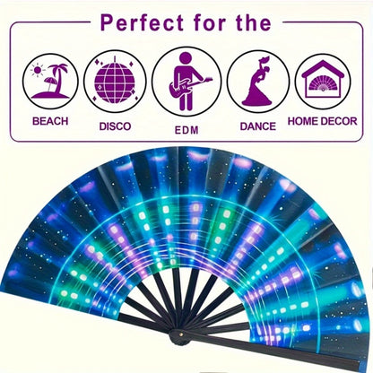 Hand Fan - Glow 13-Inch Blue Neon Glow - Water-Resistant, Extremely Bright, Perfect - product detail view 10