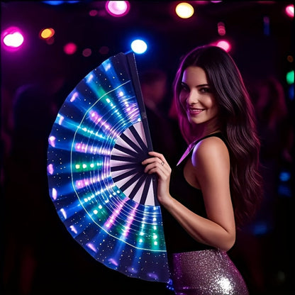 Hand Fan - Glow 13-Inch Blue Neon Glow - Water-Resistant, Extremely Bright, Perfect - product detail view 11