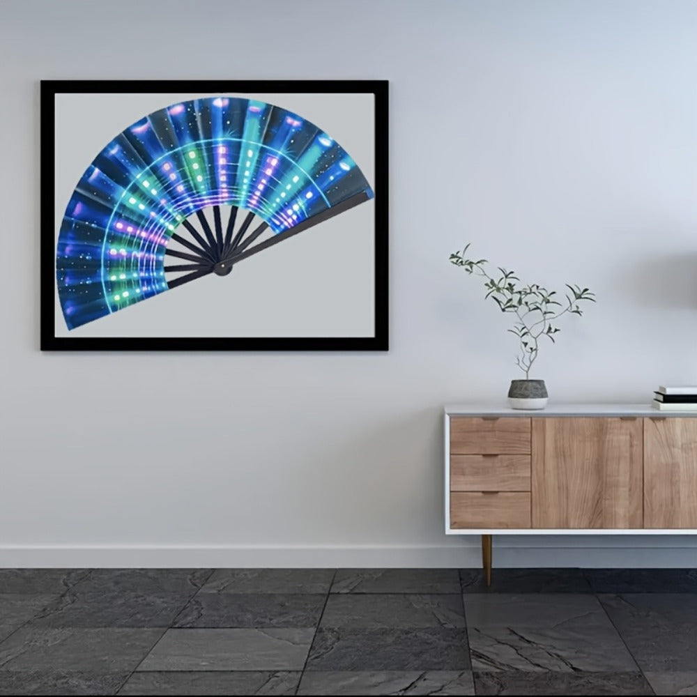 Hand Fan - Glow 13-Inch Blue Neon Glow - Water-Resistant, Extremely Bright, Perfect - product detail view 14