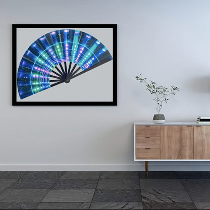 Hand Fan - Glow 13-Inch Blue Neon Glow - Water-Resistant, Extremely Bright, Perfect - product detail view 14
