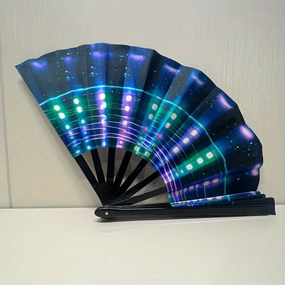 Hand Fan - Glow 13-Inch Blue Neon Glow - Water-Resistant, Extremely Bright, Perfect - product detail view 19