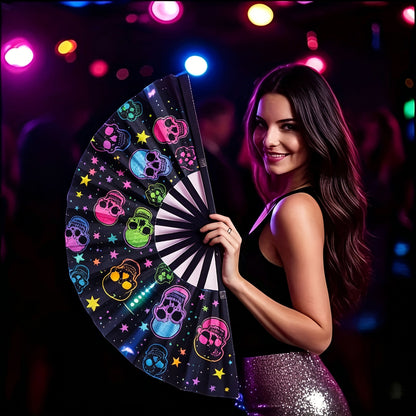 Hand Fan - Glow 13-Inch Blue Neon Glow - Water-Resistant, Extremely Bright, Perfect - product detail view 21