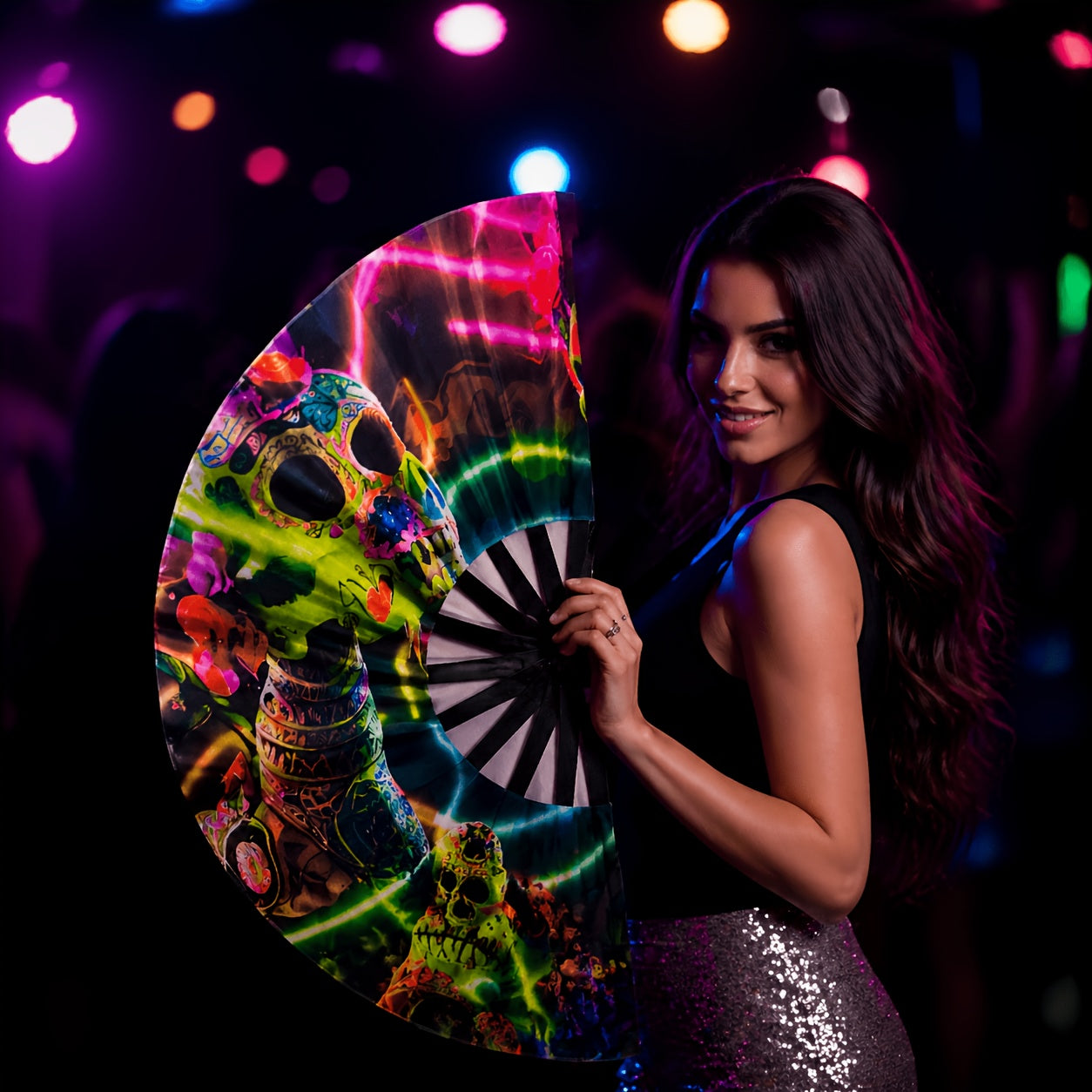 Hand Fan - Glow 13-Inch Blue Neon Glow - Water-Resistant, Extremely Bright, Perfect - product detail view 23