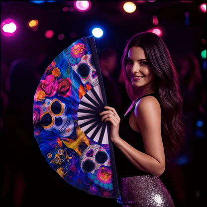 Hand Fan - Glow 13-Inch Blue Neon Glow - Water-Resistant, Extremely Bright, Perfect - product detail view 26