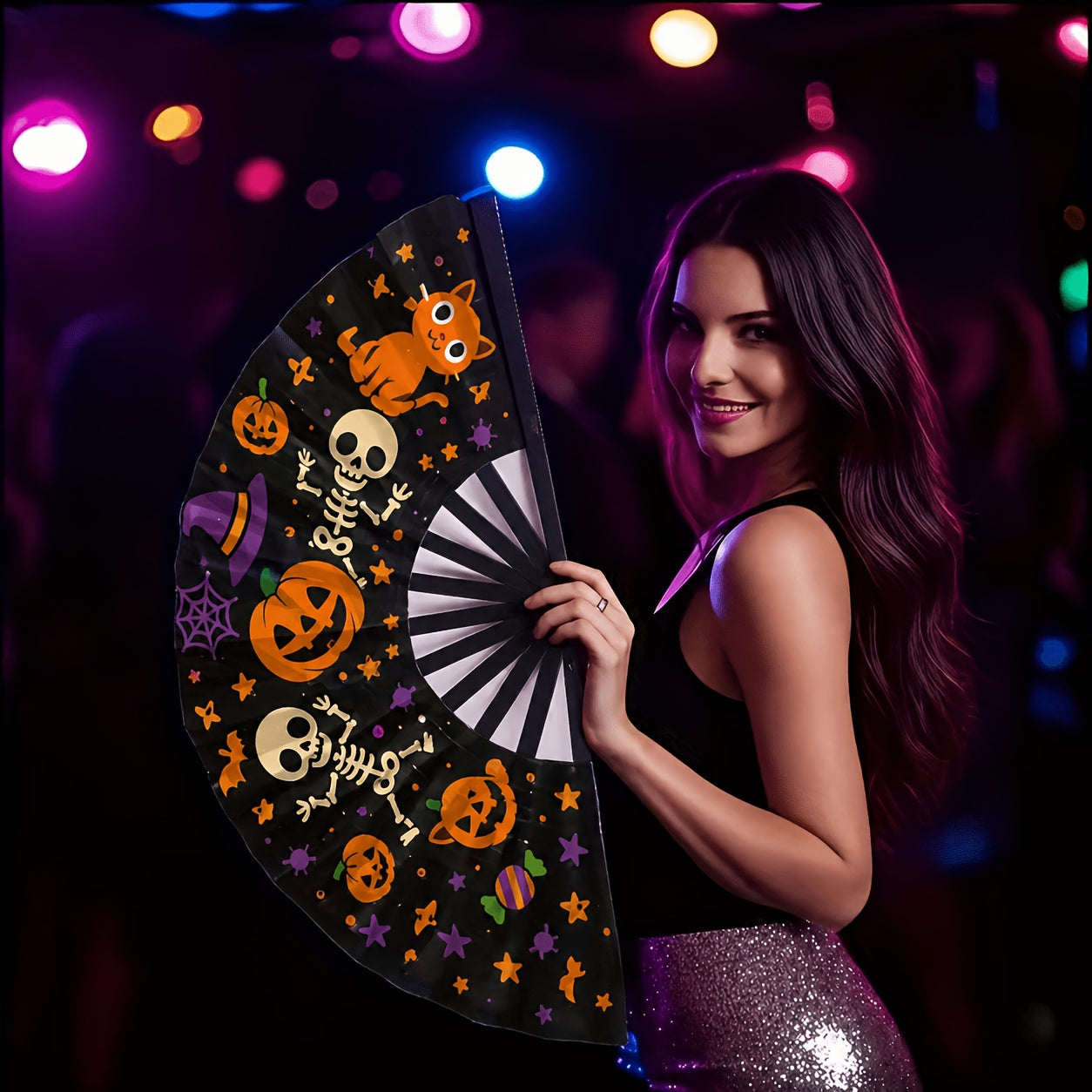 Hand Fan - Glow 13-Inch Blue Neon Glow - Water-Resistant, Extremely Bright, Perfect - product detail view 27