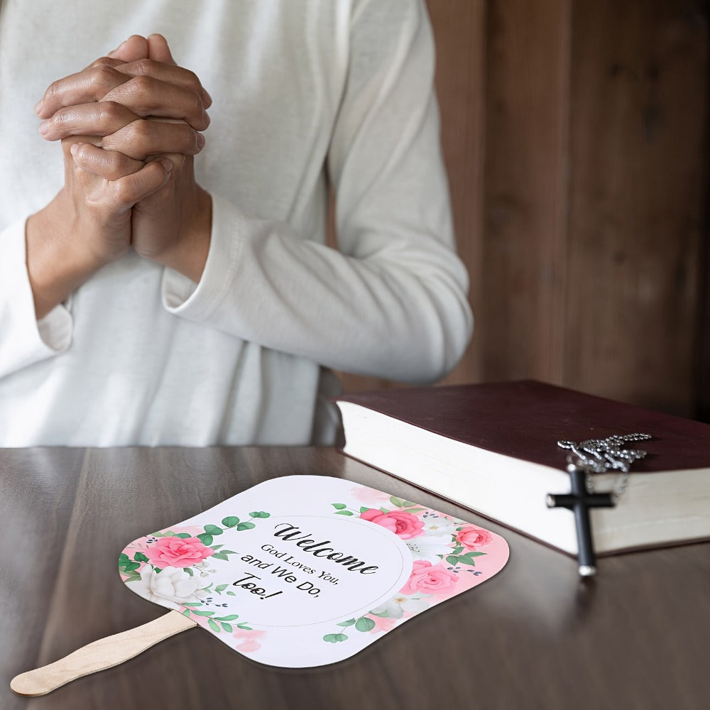 Hand Fans - Christian Bulk Set 60 Pcs Religious Paper Handheld with Lord's Prayer - product detail view 5