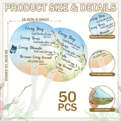 Hand Fans - Christian Church Handheld Bulk Religious Plastic with Handle for Church - product detail view 4