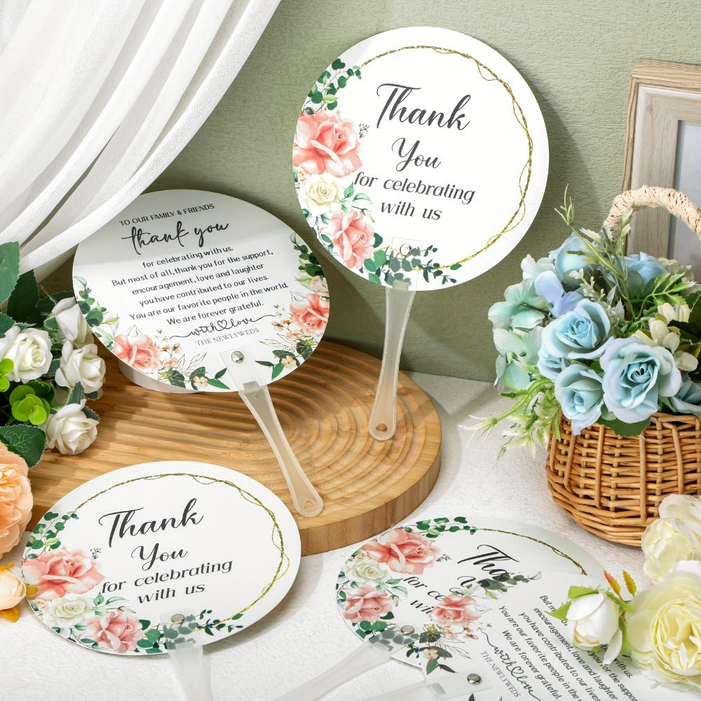 Hand Fans - Wedding Bulk 100pcs Plastic Handheld Favor for Guests, Bridal Shower & - product detail view 3