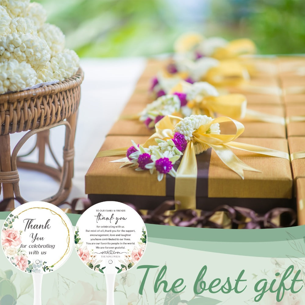 Hand Fans - Wedding Bulk 100pcs Plastic Handheld Favor for Guests, Bridal Shower & - product detail view 5