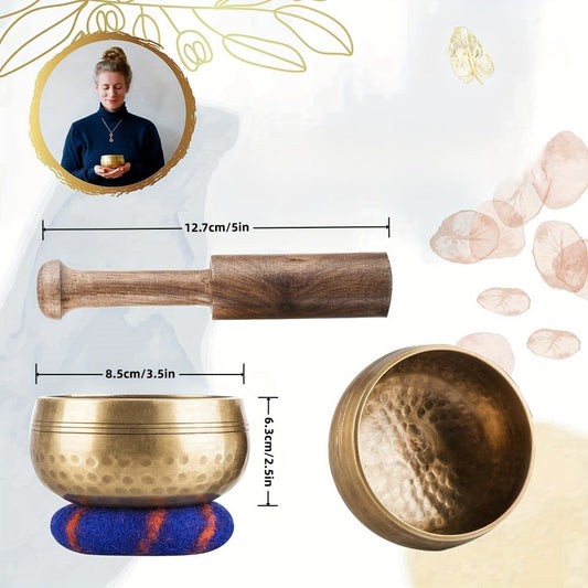 Handcrafted Nepali Singing Bowl Set with Mallet for Yoga and Meditation detail image