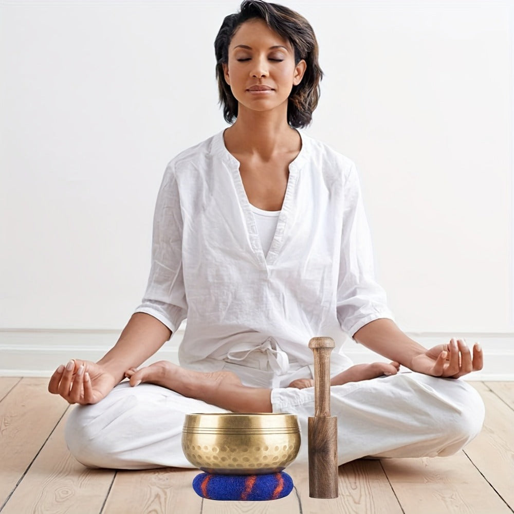 Handcrafted Nepali Singing Bowl Set with Mallet for Yoga and Meditation detail image - detail view 4