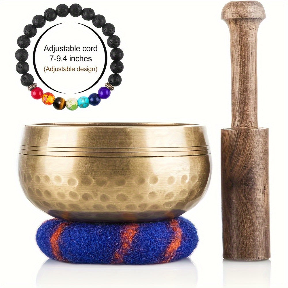 Tibetan Singing Bowl Set shown in the Sanskrit Foil+Bracelet option