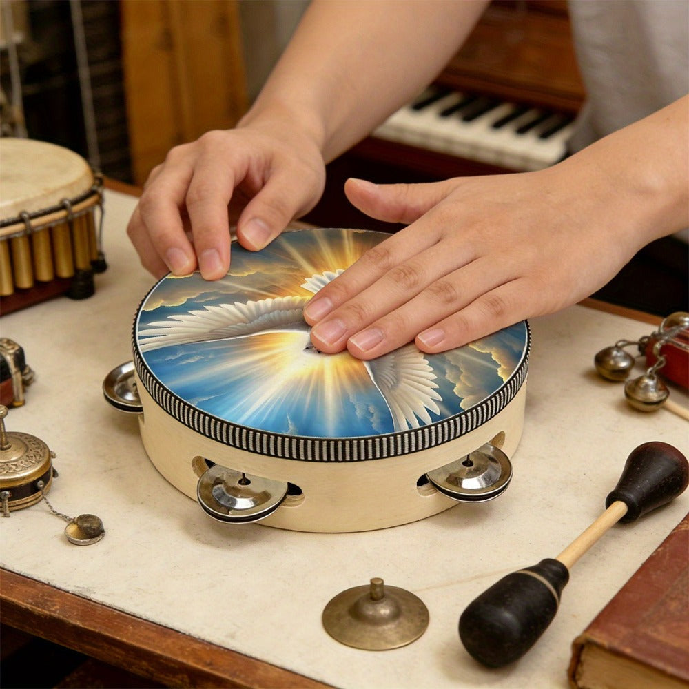 Handheld Tambourine, This, Adult, Dove for Rhythm Practice for Home Practice, Rehearsal detail image - detail view 4