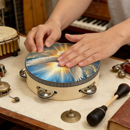 Handheld Tambourine, This, Adult, Dove for Rhythm Practice for Home Practice, Rehearsal detail image - detail view 4