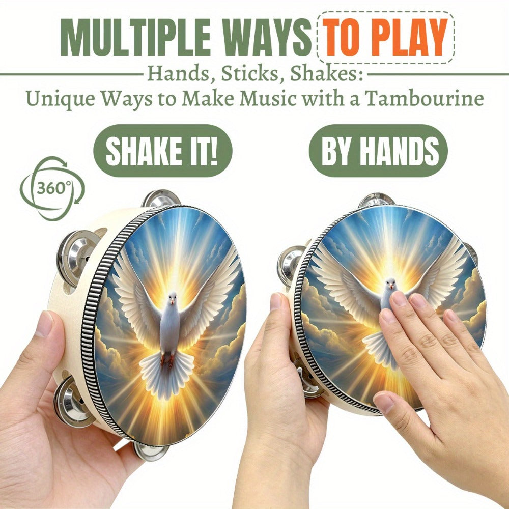 Handheld Tambourine, This, Adult, Dove for Rhythm Practice for Home Practice, Rehearsal detail image - detail view 5