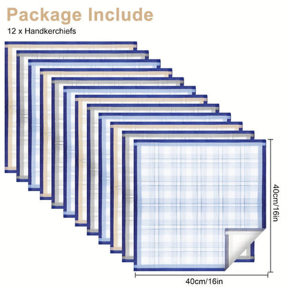 Handkerchiefs - Men's Cotton 12 Pack Soft Plaid Hankies Pocket Squares for Daily Use - product detail view 2
