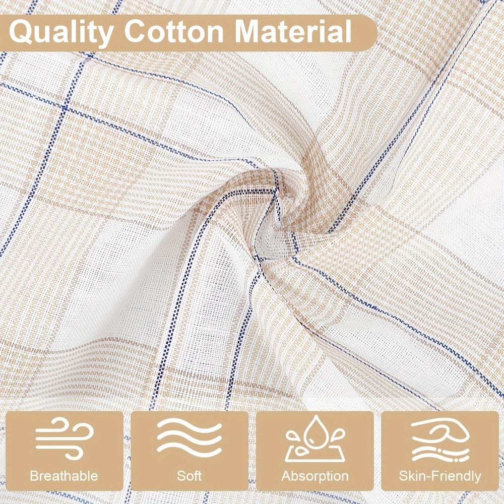 Handkerchiefs - Men's Cotton 12 Pack Soft Plaid Hankies Pocket Squares for Daily Use - product detail view 3