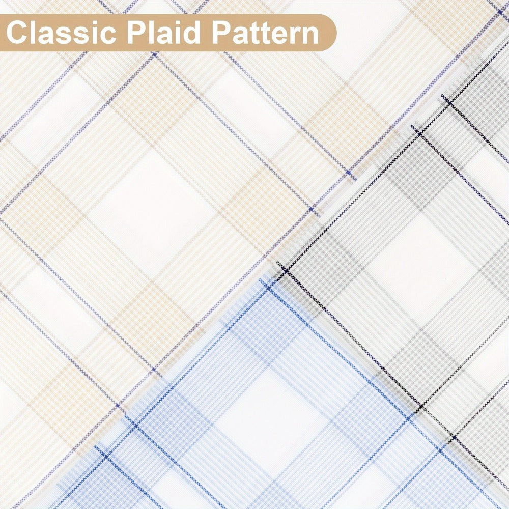 Handkerchiefs - Men's Cotton 12 Pack Soft Plaid Hankies Pocket Squares for Daily Use - product detail view 4