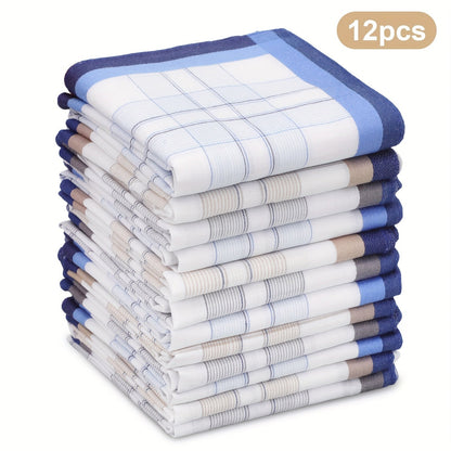 Handkerchiefs - Men's Cotton 12 Pack Soft Plaid Hankies Pocket Squares for Daily Use - product detail view 8