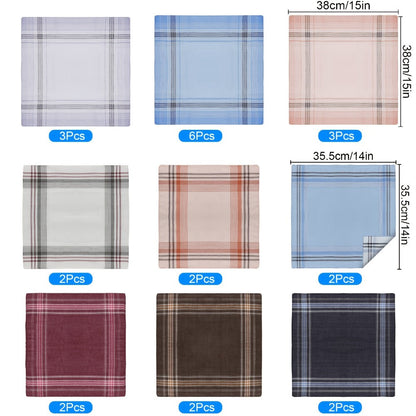 Handkerchiefs - Men's Cotton 24pcs Classic Retro Stripes Plaid Reusable Square Hankies - product detail view 2