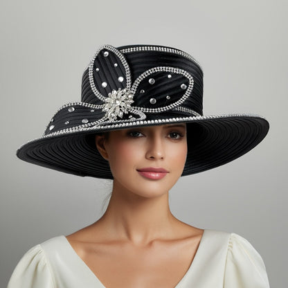 Hats - Handmade Ladies Church Hat - Elegant Decorated Women Fascinator Hat for - product detail view 4