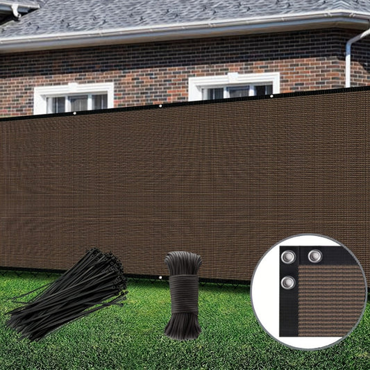 Privacy Screen, Brown Fence HDPE Mesh Reinforced Corners - Outdoor Shade Cloth Barrier shown in the main product view