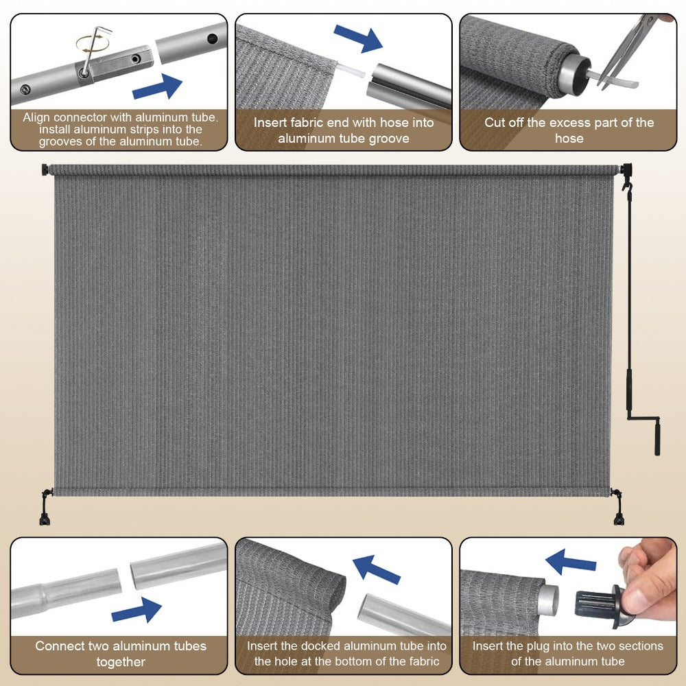 HDPE Outdoor Patio Roller Shade with UV Protection and Added Privacy detail image - detail view 6