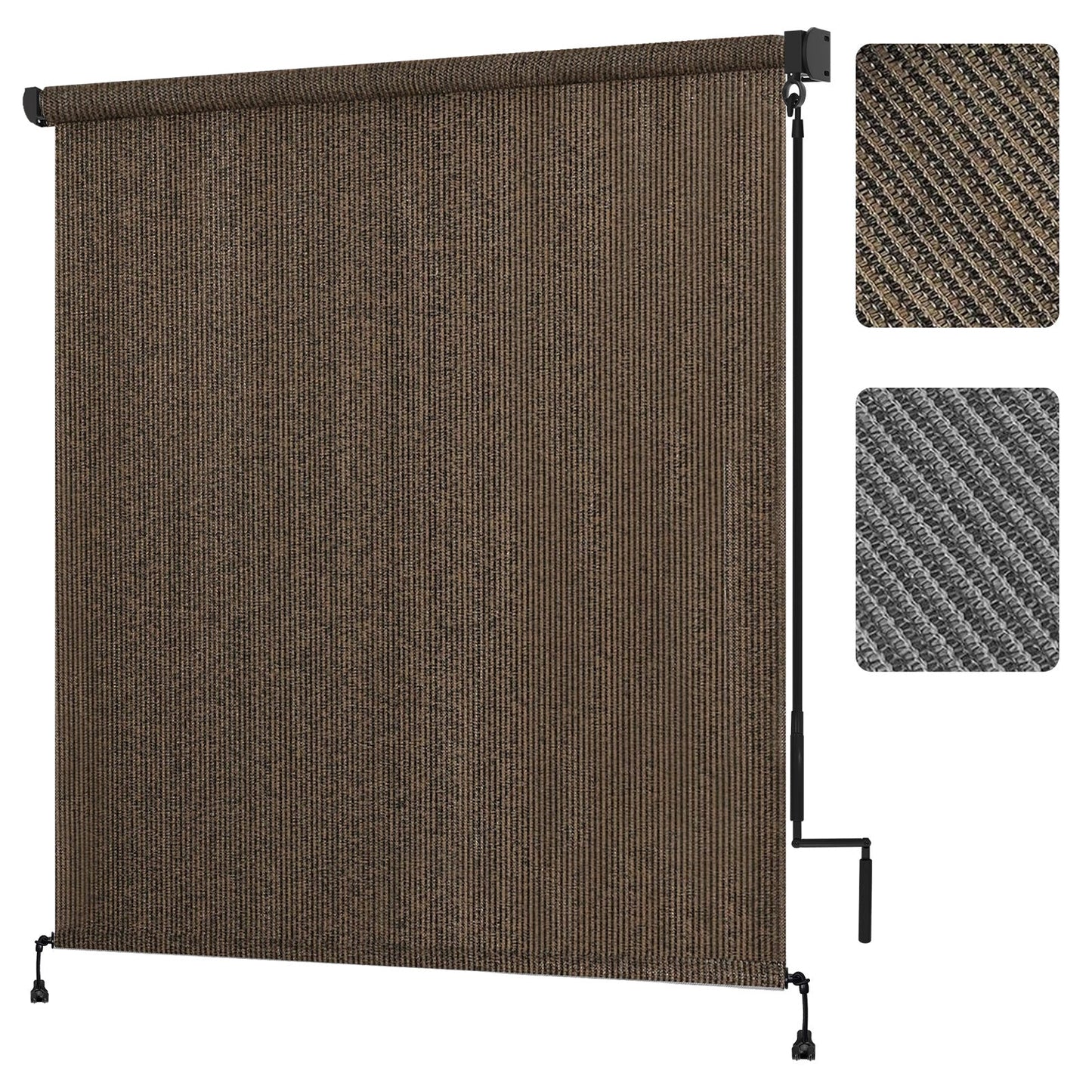 Outdoor Roller Shade shown in the Mocha, 4×8FT (48"W x 96"H) option