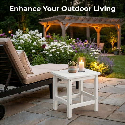 Outdoor Side Table, HDPE Poly Lumber Adirondack Side Table Weatherproof Outdoor Patio shown in the main product view